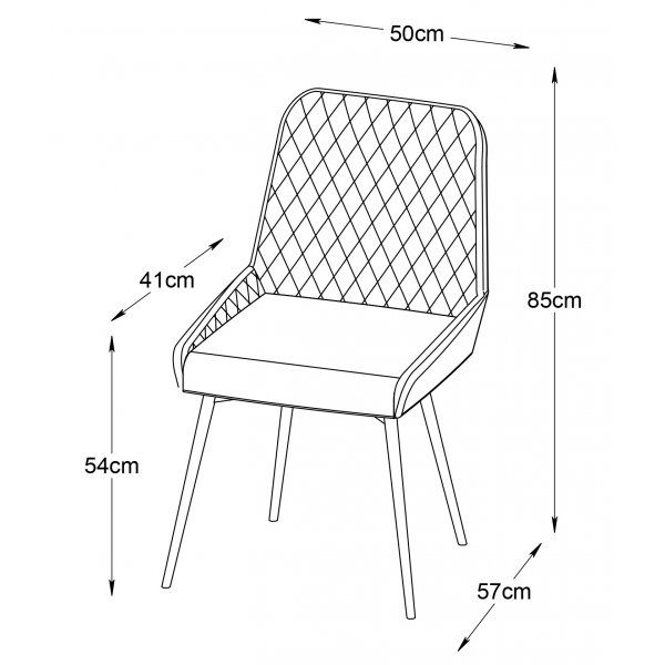 Carina stol i grå sammet med diamant mönster Carina stol i grå sammet med diamant mönster