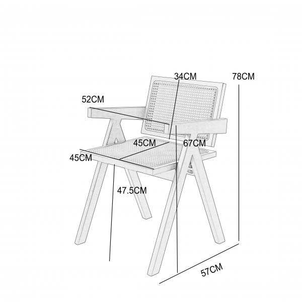 Anna karmstol - Natur med rotting i sits & rygg Anna karmstol - Natur med rotting i sits & rygg