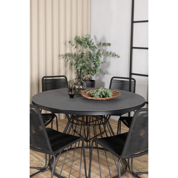 Tropea utematgrupp med 6 st Lindos stolar - Svart/Grå Tropea utematgrupp med 6 st Lindos stolar - Svart/Grå