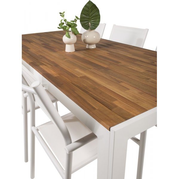 Bois utematgrupp med 6 st Santorini stolar - Natur/Vit