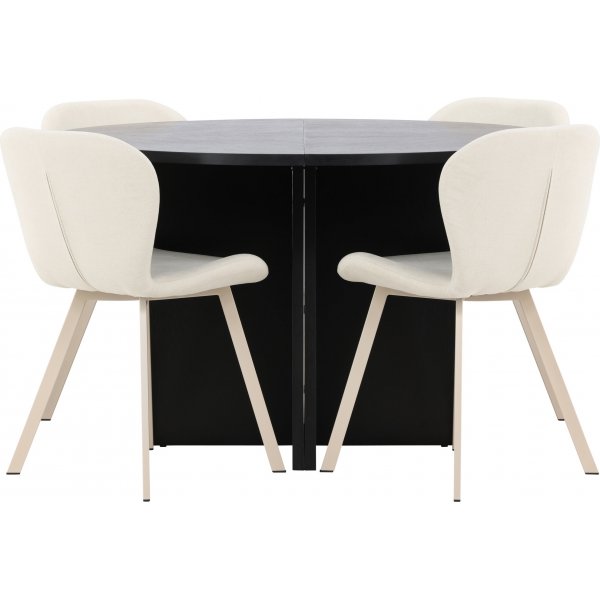 Matbord Strada med 4 st Lilja stolar - Beige/svart + 4.00 x Stolsdyna Matbord Strada med 4 st Lilja stolar - Beige/svart + 4.00 x Stolsdyna