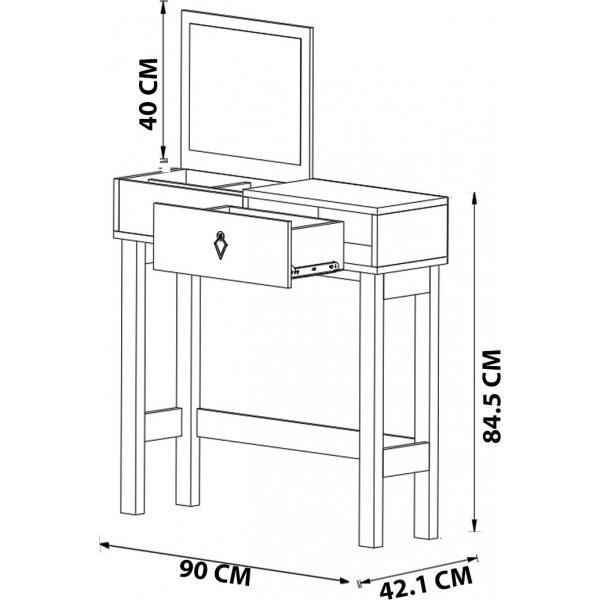 Nero kaptafel met verborgen spiegel 90 x 42,1 cm - Wit Nero kaptafel met verborgen spiegel 90 x 42,1 cm - Wit