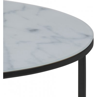 Alisma soffbord 80 cm - Vit marmor/svart
