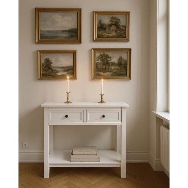 Table console blanche antique Holmby 80 x 78 cm Table console blanche antique Holmby 80 x 78 cm