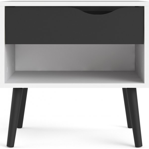 Oslo sängbord - Vit/svart Oslo sängbord - Vit/svart