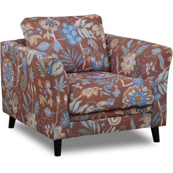 Ekerö fåtölj i blommigt tyg - Eden Parrot Terracotta Ekerö fåtölj i blommigt tyg - Eden Parrot Terracotta