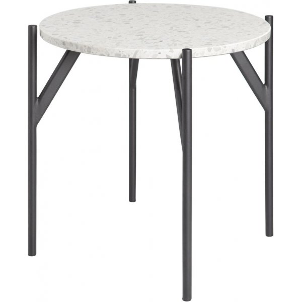 Terrazzo sidobord 50 cm - Terrazzo Bianco & underrede AIR i svart metall