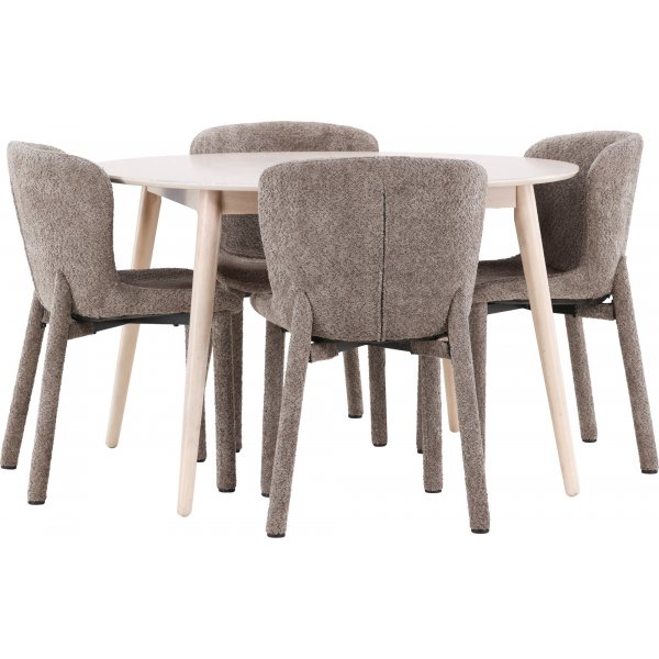 Matbord Flora med 4 st Astoria stolar - Brun/whitewash + 3.00 x Möbeltassar Matbord Flora med 4 st Astoria stolar - Brun/whitewash + 3.00 x Möbeltassar