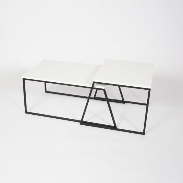 Table basse Pal 88 x 50 cm - Blanc/noir