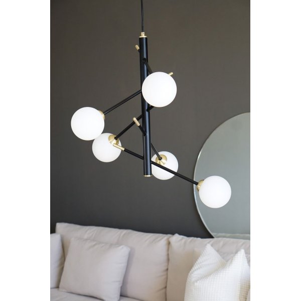 Akrobat taklampa - Svart/matt mssing/opal