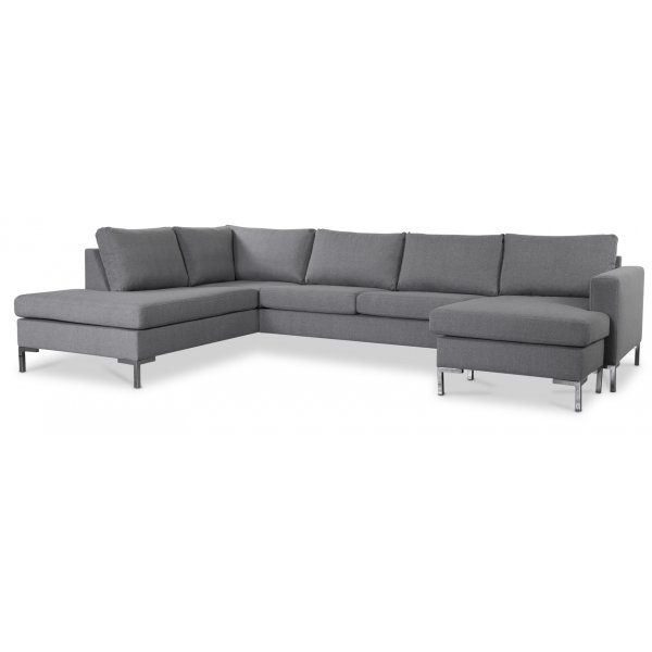 Nova U-soffa ljusgrått tyg - Vänster + Textilrengöring för möbler Nova U-soffa ljusgrått tyg - Vänster + Textilrengöring för möbler
