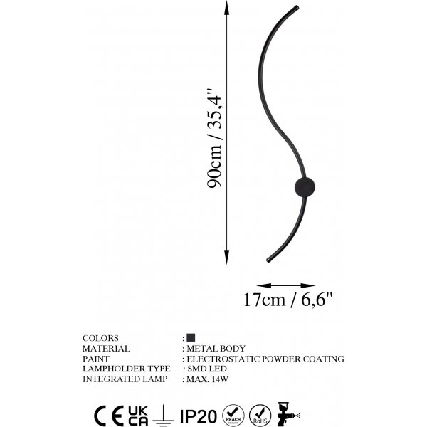 Ulv vägglampa 1 - Svart Ulv vägglampa 1 - Svart