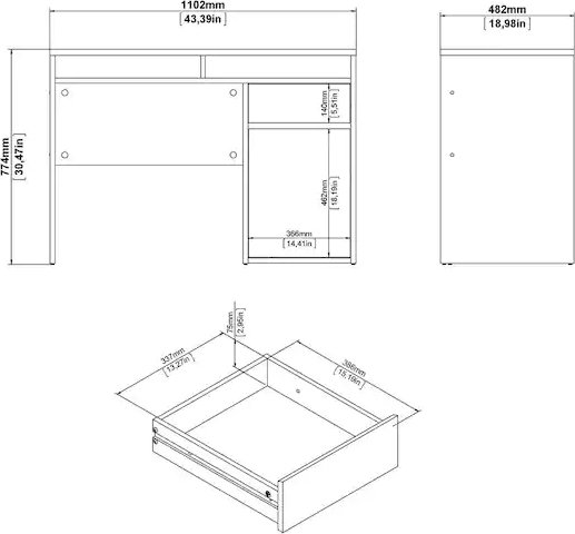Bureau Function Plus 110,2 x 48,2 x 77,4 cm - Hickory Bureau Function Plus 110,2 x 48,2 x 77,4 cm - Hickory