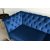 Milton 3-zits Chesterfield bank in blauw fluweel + Meubelverzorgingsset voor textiel