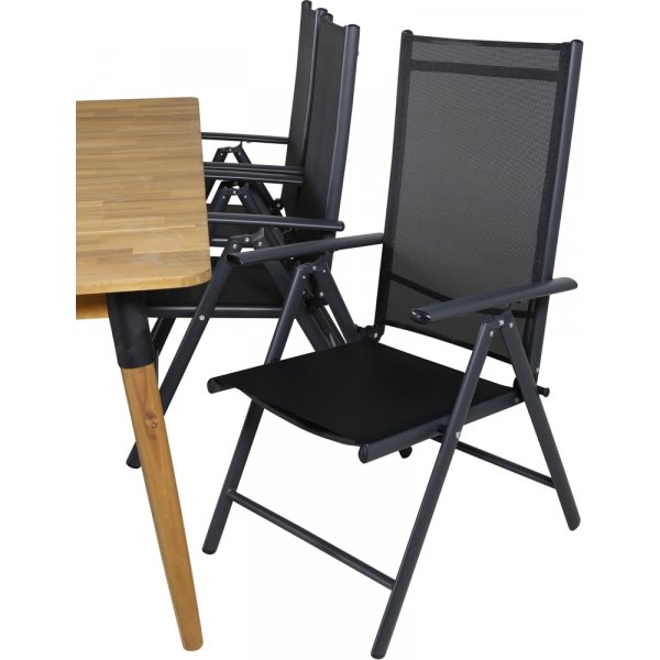 Groupe de repas extérieur Julian avec 6 chaises Break - Noir/Naturel Groupe de repas extérieur Julian avec 6 chaises Break - Noir/Naturel