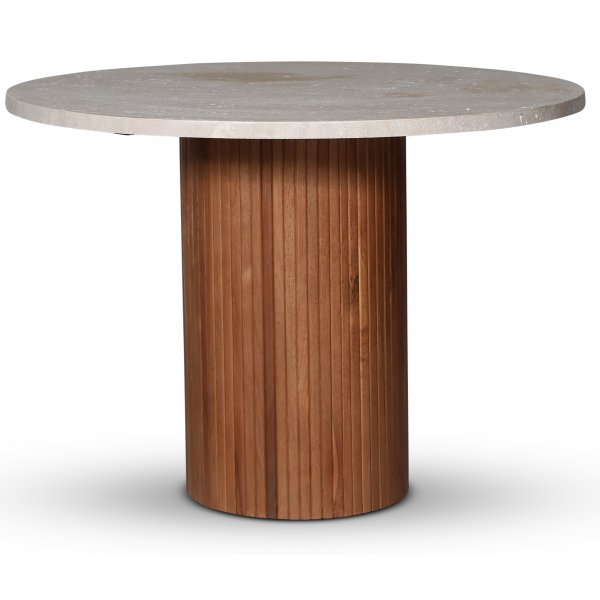 Decibel matgrupp; runt matbord i travertin + 4 st Siknäs stolar rotting Decibel matgrupp; runt matbord i travertin + 4 st Siknäs stolar rotting