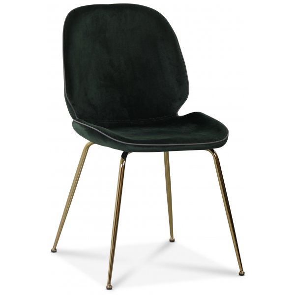 Deco velvet stol - Grn / Mssing