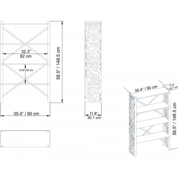 Tonga bokhylla - Vit/svart