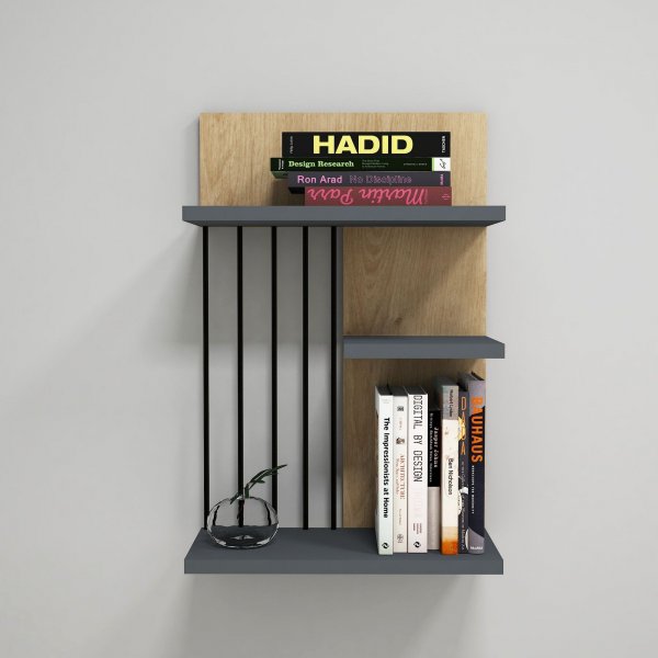 Nezma wandplank - Saffier/antraciet Nezma wandplank - Saffier/antraciet