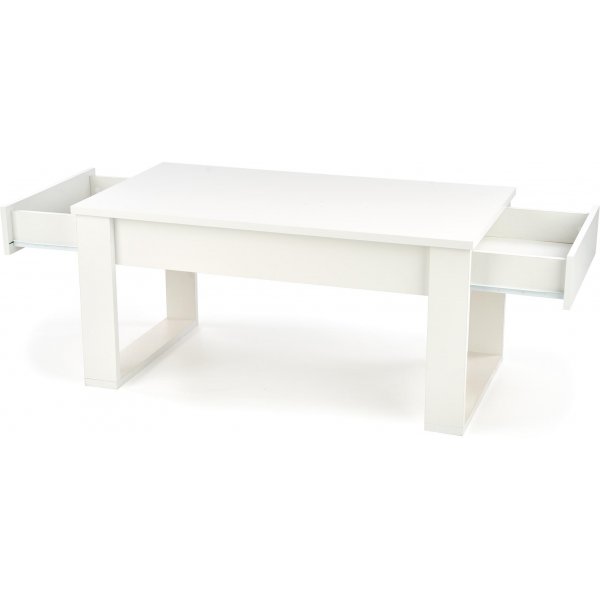 Table basse blanche avec tiroirs de rangement 110x60 cm