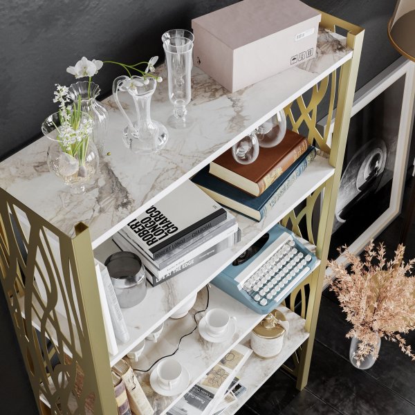 Merkel bokhylla - Vit/guld Merkel bokhylla - Vit/guld