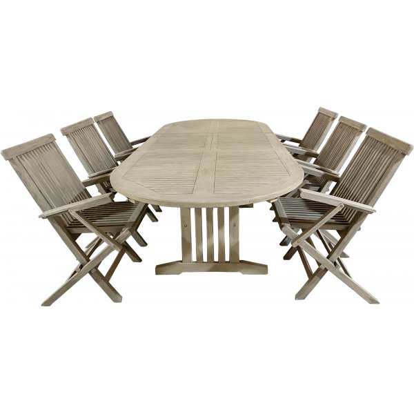 Salt ovalt matbord i teak 180-240 cm butterfly - Gr teak + Trolja fr mbler