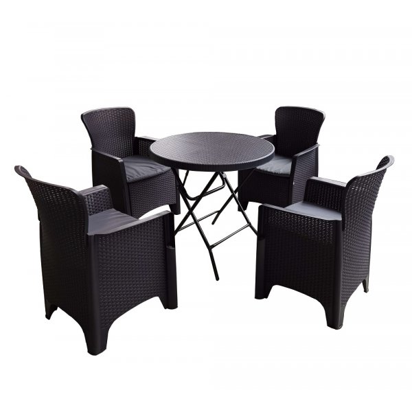 Ricky matgrupp i svart konstrotting komplett med dynor