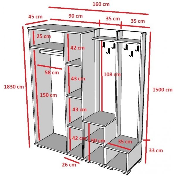 Cintre Asimo 160 x 45 x 183 cm - Blanc Cintre Asimo 160 x 45 x 183 cm - Blanc