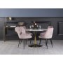 Plaza matgrupp, marmorbord med 4 st Theo sammetsstolar - Rosa/Vit/Mssing