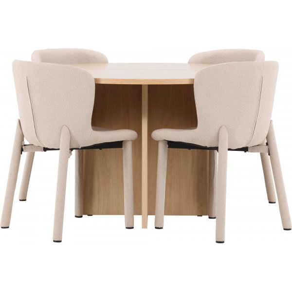 Matbord Strada med 4 st Astoria stolar - Beige/whitewash + 3.00 x Mbeltassar