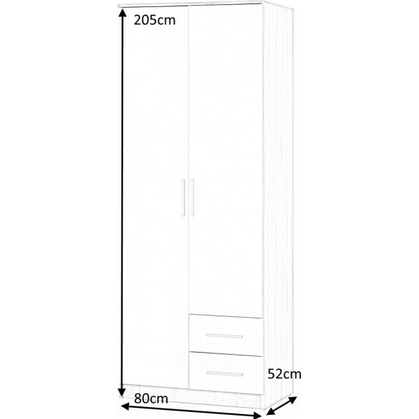 Armoire Abdel 2 - Chêne Sonoma Armoire Abdel 2 - Chêne Sonoma