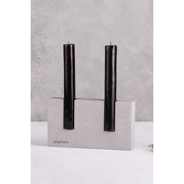 Bougeoir Samdan avec lumière - Gris/noir Bougeoir Samdan avec lumière - Gris/noir