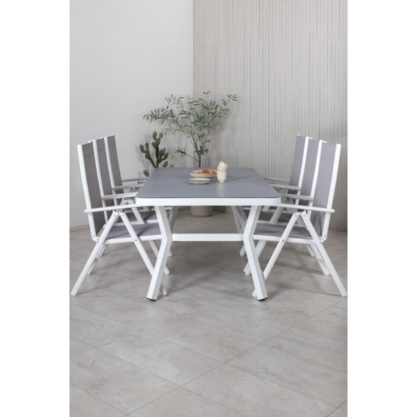 Ensemble de repas d'extrieur Virya avec 6 chaises Break - Gris/Blanc