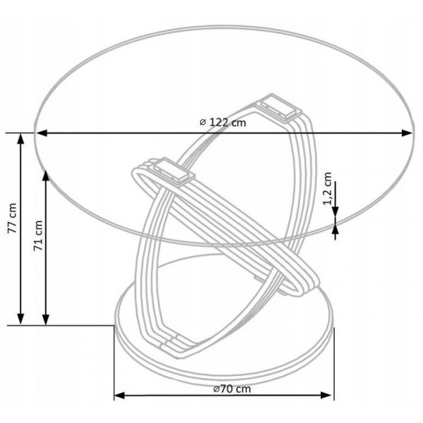 Vision eettafel 122 cm - Zwart