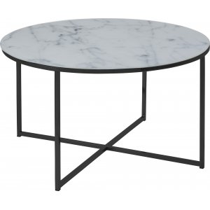 Alisma soffbord 80 cm - Vit marmor/svart