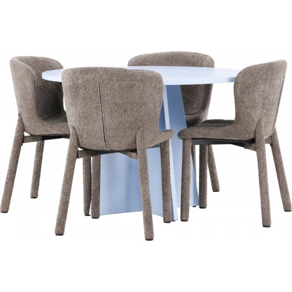 Matbord Bootcut med 4 st Astoria stolar - Brun/blå + 3.00 x Möbeltassar Matbord Bootcut med 4 st Astoria stolar - Brun/blå + 3.00 x Möbeltassar