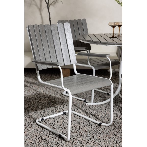 Ensemble de salle à manger d\\\'extérieur avec table et 4 chaises - Blanc/gris Ensemble de salle à manger d\\\'extérieur avec table et 4 chaises - Blanc/gris