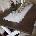 Kundbild Nomi matbord med vita X-ben - Brunbetsat ek: Mycket nöjda med vårt bord
