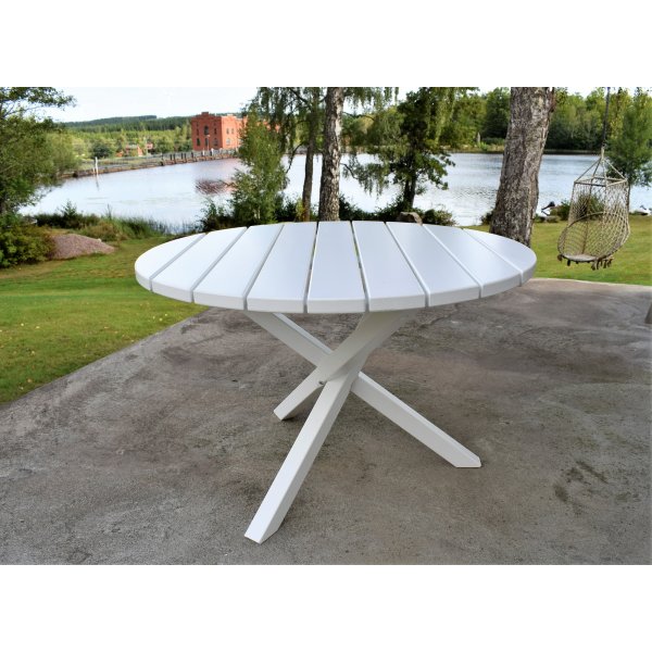 Table de groupe d'extérieur Scottsdale Ø112 cm avec 4 chaises de position Kungshamn - Blanc Table de groupe d'extérieur Scottsdale Ø112 cm avec 4 chaises de position Kungshamn - Blanc