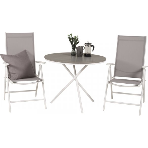 Parma utematgrupp med 2 st Break stolar - Grå/Vit Parma utematgrupp med 2 st Break stolar - Grå/Vit