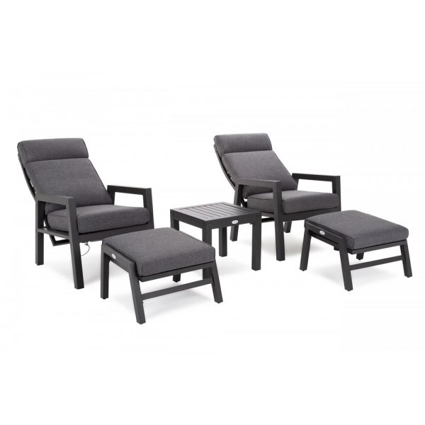 Morton Fåtöljset med bord & fotpallar (recliner) - Mörkgrå/grå Morton Fåtöljset med bord & fotpallar (recliner) - Mörkgrå/grå