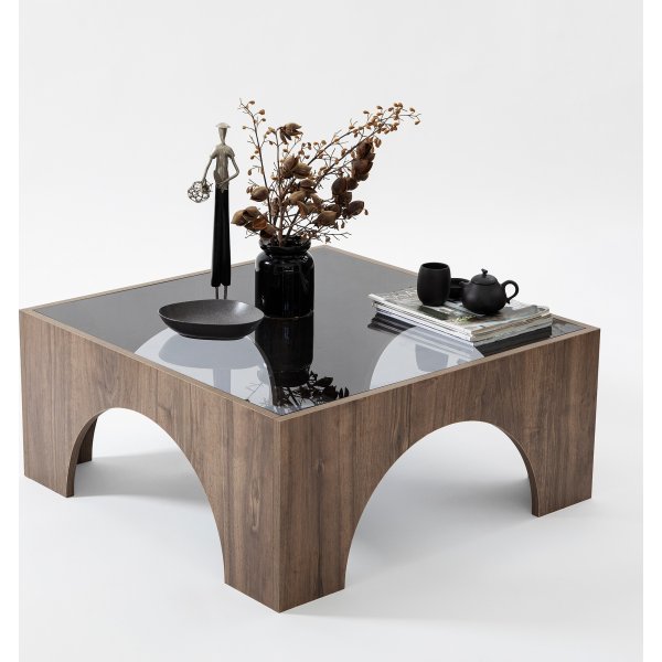 Table basse Seine 80 x 80 cm - Noyer/gris fonc