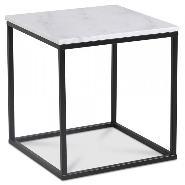 Accent soffbord 50 - Vit marmor / Svart