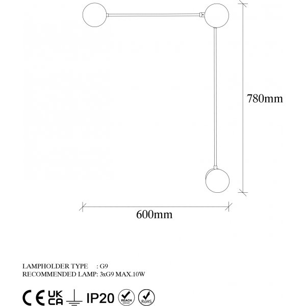 Domino wandlamp 11048 - Zwart/wit