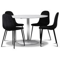 Seat matgrupp, runt matbord med 4 st Carisma sammetsstolar - Vit/Svart Seat matgrupp, runt matbord med 4 st Carisma sammetsstolar - Vit/Svart