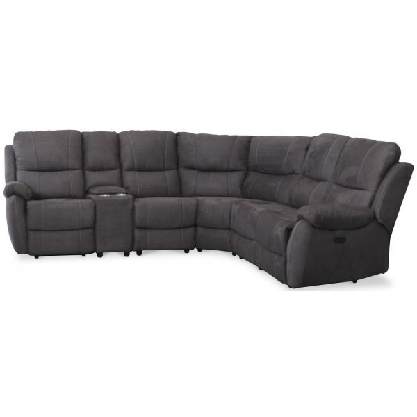 Canap d\\\'angle relax Enjoy - 4 places (lectrique) en tissu microfibre anthracite (modle V)