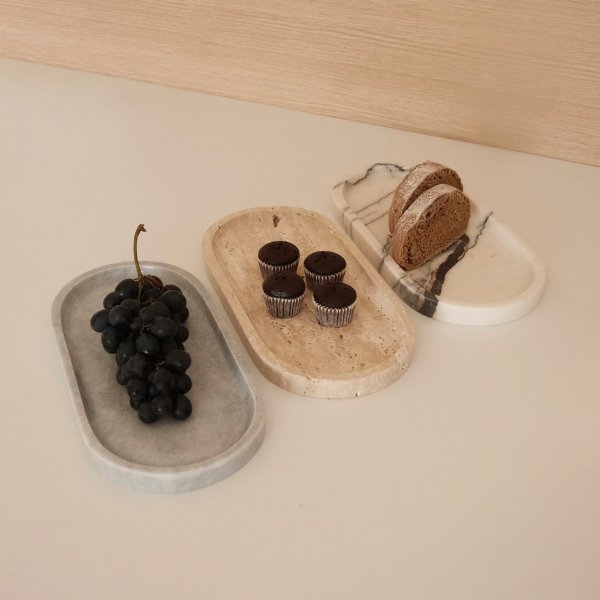 Dekorationsfat i 3 sorters marmor - 25 x 12 x 2 cm Dekorationsfat i 3 sorters marmor - 25 x 12 x 2 cm