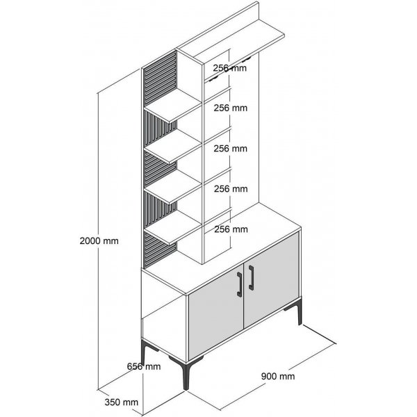 Meuble d'entre Viyana 90 cm - Noyer