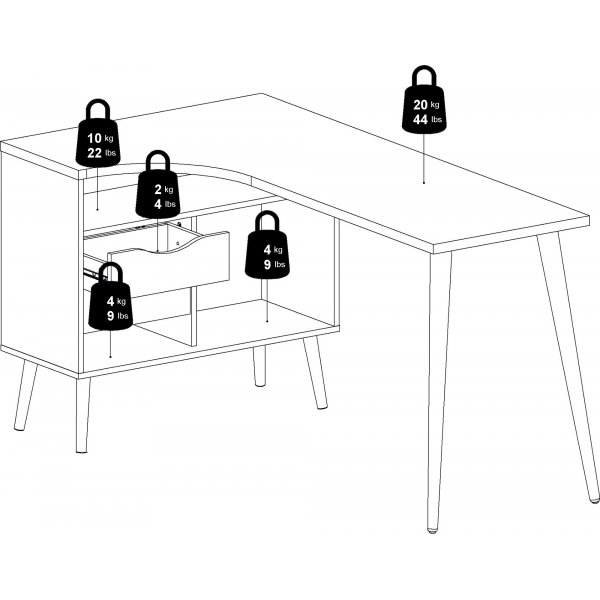Bureau Oslo 145 x 81 cm - Blanc/chne