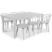 Mellby matgrupp 180 cm bord med 6 st vita Fredrik Pinnstolar med karm Mellby matgrupp 180 cm bord med 6 st vita Fredrik Pinnstolar med karm